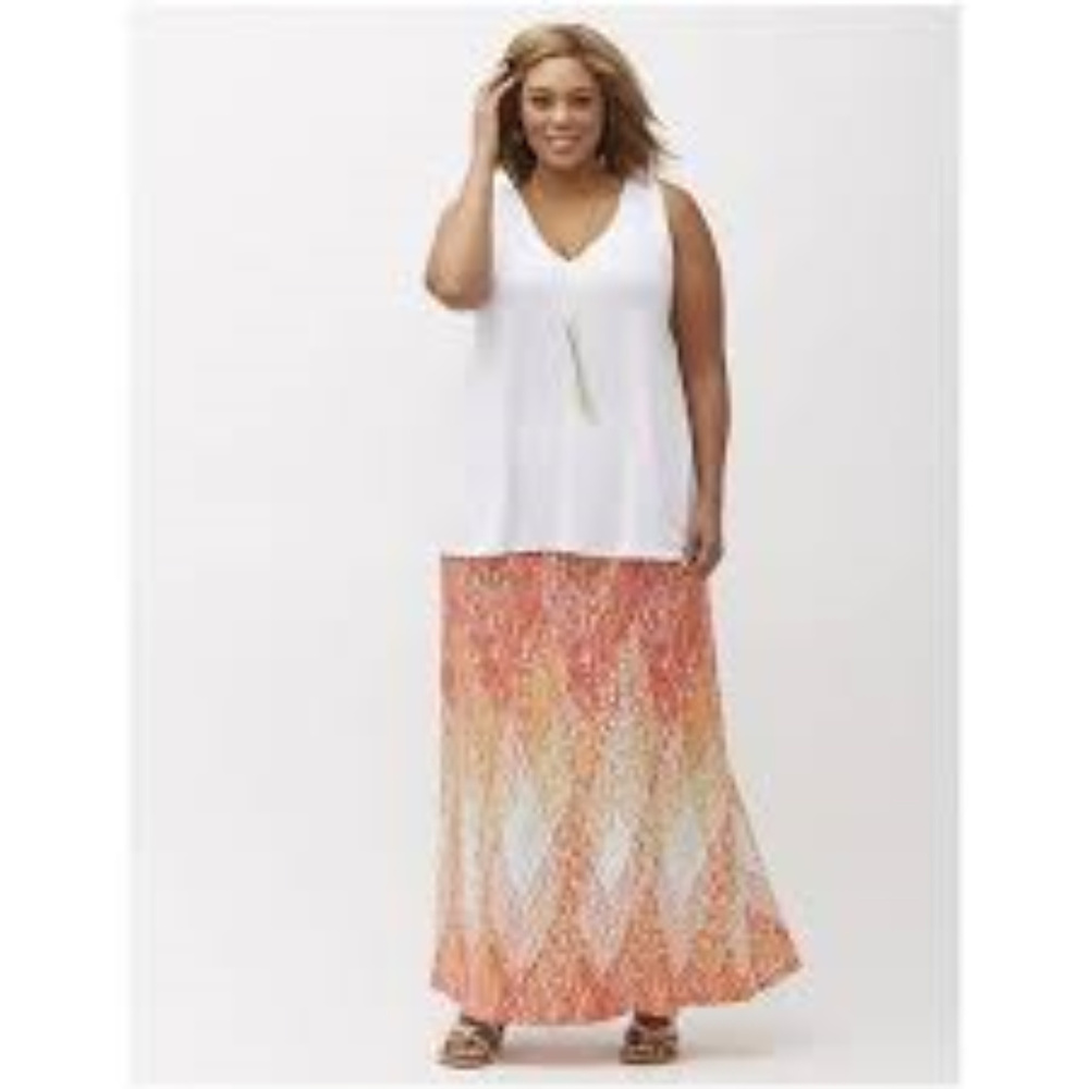 Coral Diamonds Maxi Skirt 26/28 by Lane Bryant